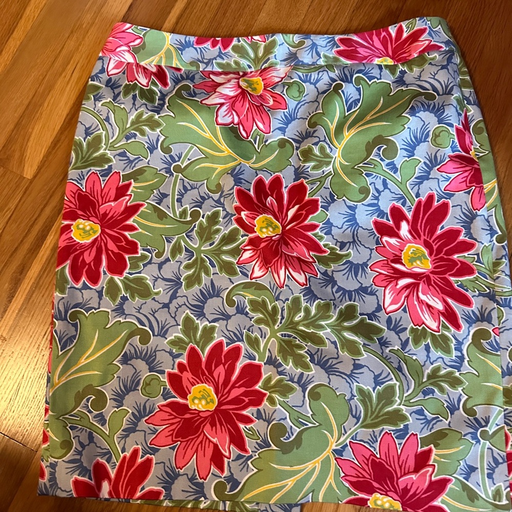Talbot's multi-color cotton floral back zip skirt,size 14p